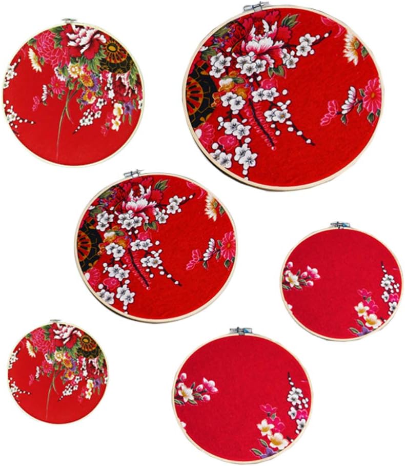 Amazon Com Amosfun 6pcs Embroidery Ring Diy Wooden Cross Stitch Hoop For Wedding Home Wall Decoration Ornaments Red Health Personal Care