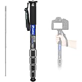 LEOFOTO Camera Monopod Carbon Fiber Portable Compact Lightweight Travel Monopod with Wrist Strap, Silicone Handle, Twist Locks, 5-Section up to 185cm, Max Load 25kg(MPQ-405C)