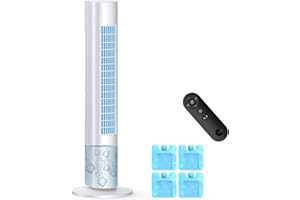 MYICY Evaporative Air Cooler, 35" Windowless Air Conditioner Portable w/3 Speeds, 25ft Remote, Smart Timer & Water Tank, Portable Air Conditioners No Windows Needed, 90°Oscillating AC Unit for Room