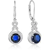 YIFSIY Infinity Drop Earrings for Women, 925 Sterling Silver Round Cut Zircon Leverback Earring Birthstone Jewelry Gift for Birthday Anniversary