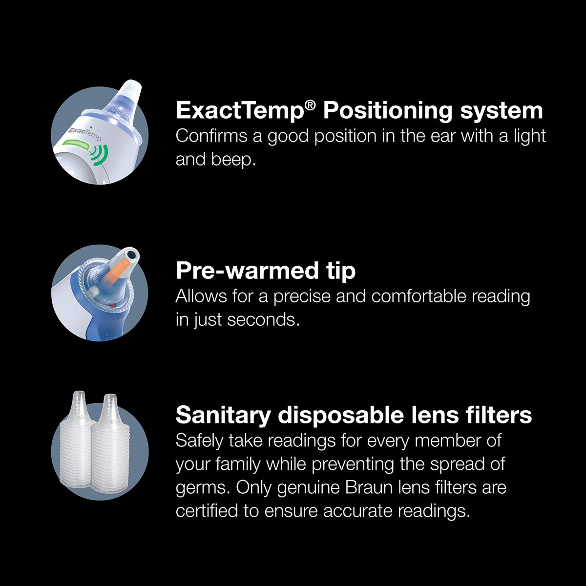 Braun ThermoScan 5 Ear Thermometer - ExacTemp Stability Indicator for Professional Accuracy, Digital Display, Baby and Infant Friendly, No.1 Brand Recommended by Pediatricians