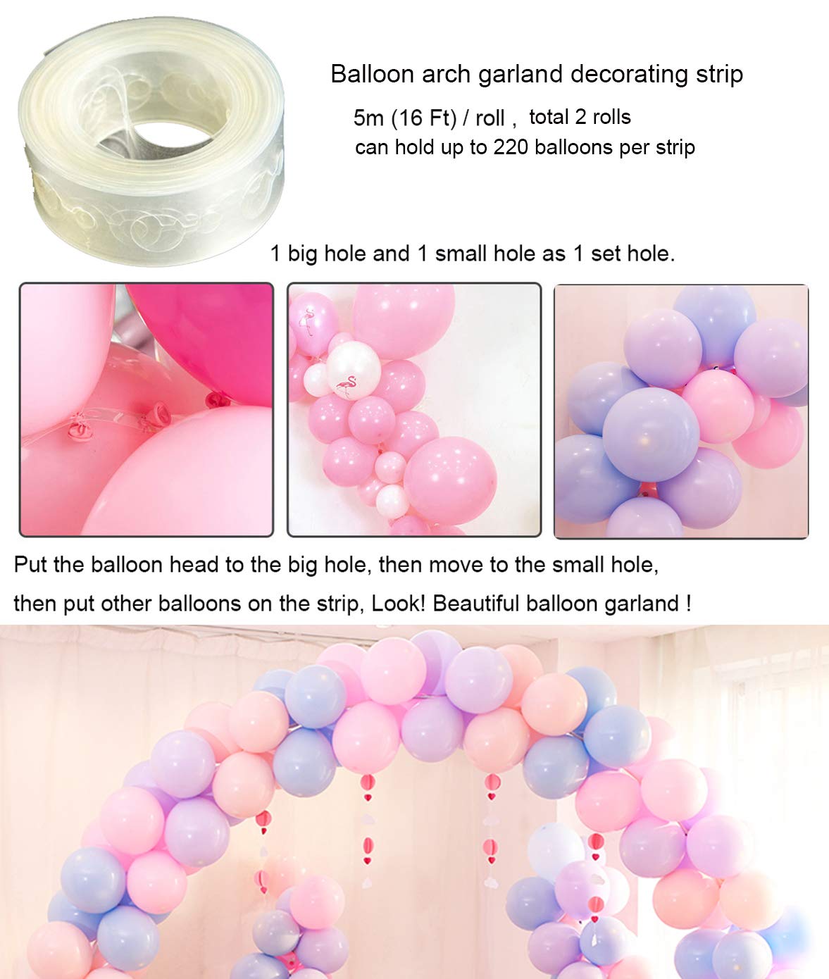 Balloon Arch Garland Decorating Strip Kit 2 Rolls Balloon
