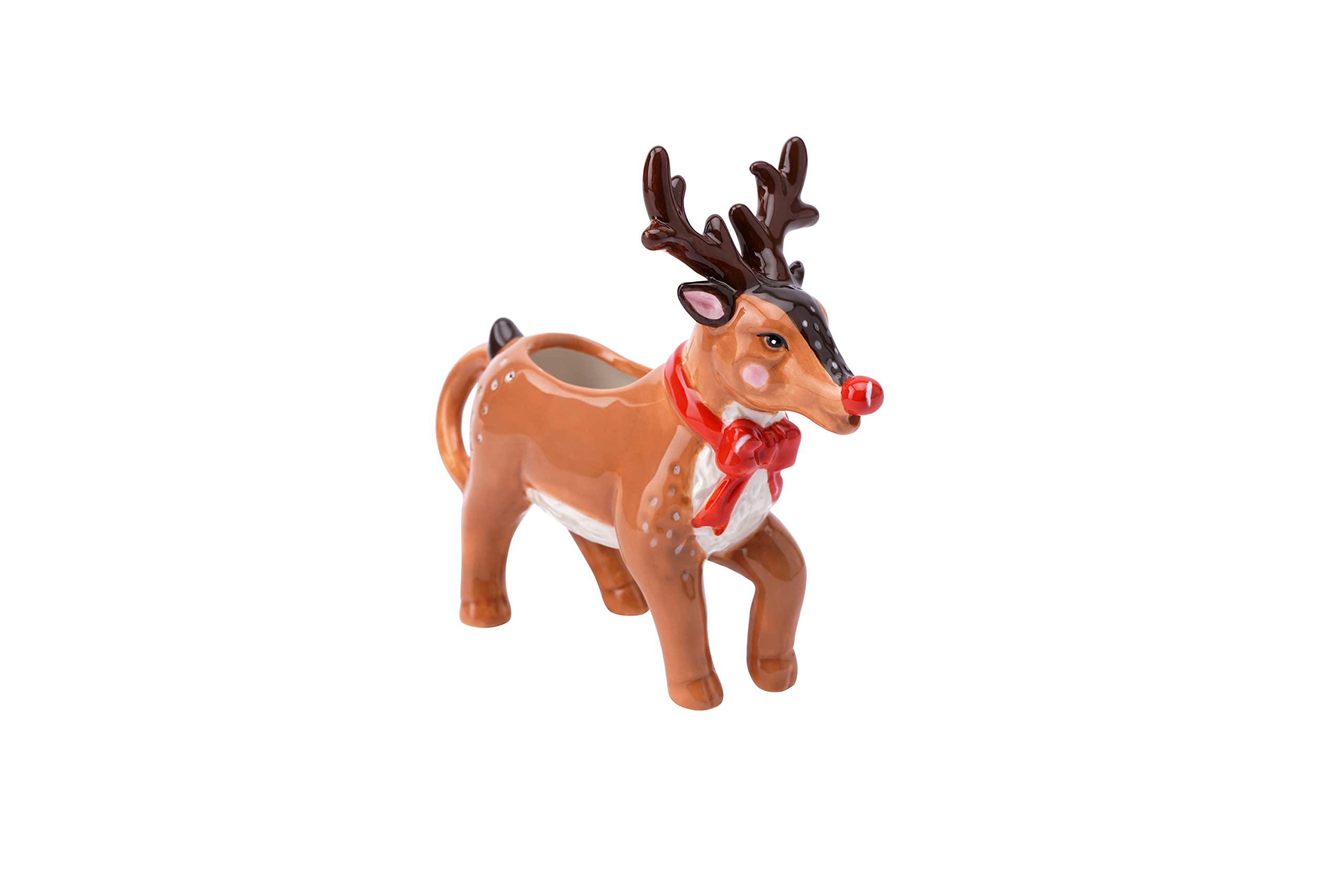 CGB Giftware | Christmas Rudolph The Reindeer Cream Milk Jug | Breakfast Afternoon Tea Creamer | Holds 20ml | Kitchen Accessory | Brown | Gift Boxed | Loft Range | GB05951