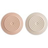 mushie Silicone Drain Stopper 2-Pack | 5.5 inch Diameter Bathtub Flat Suction Cover (Blush/Shifting Sand)
