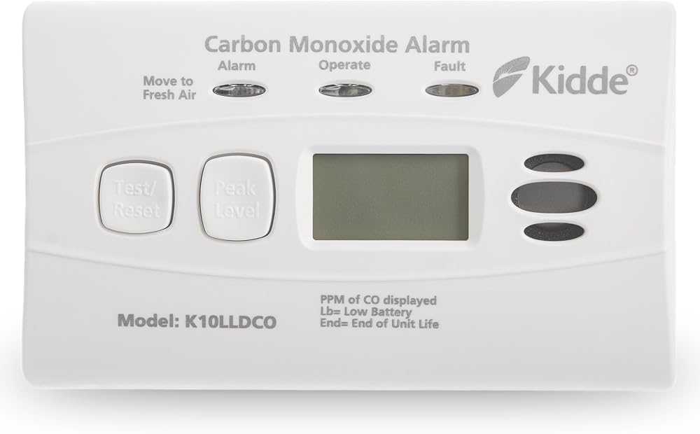 Kidde 10LLDCO Ten Year Carbon Monoxide Alarm Digital Display Sealed Battery