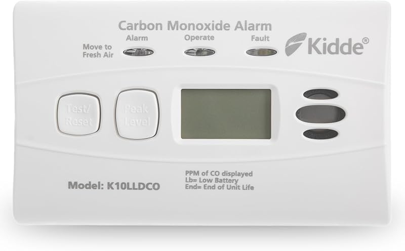 Kidde 10LLDCO Ten Year Carbon Monoxide Alarm Digital Display Sealed Battery