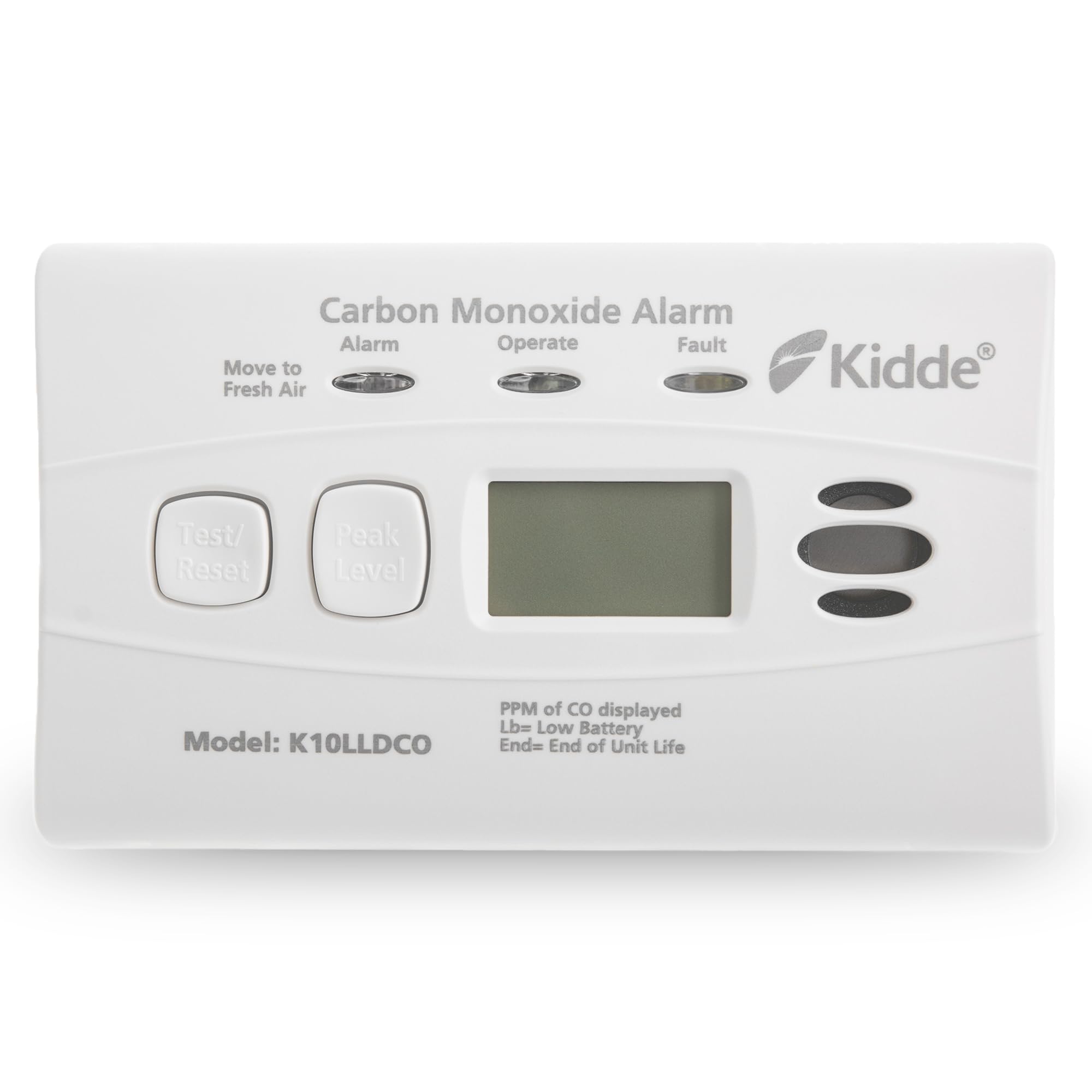 Kidde 10LLDCO Ten Year Life Carbon Monoxide Alarm Digital Display with Sealed Longlife Battery
