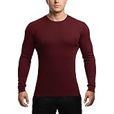 Muhshoiy Men's Crew Neck Muscle Fit Henley T Shirts,Gym Workout Long Sleeve,Athletic fit Casual Layer Thermal Undershirt