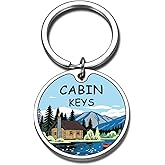 House Keychain Cabin Keys Keychain, Stocking Stuffers for Women Men Housewarming Gifts for Mom Dad Grandma Grandpa, New Home Gifts Cabin Essentials, Christmas White Elephant Gift for Cabin Owners