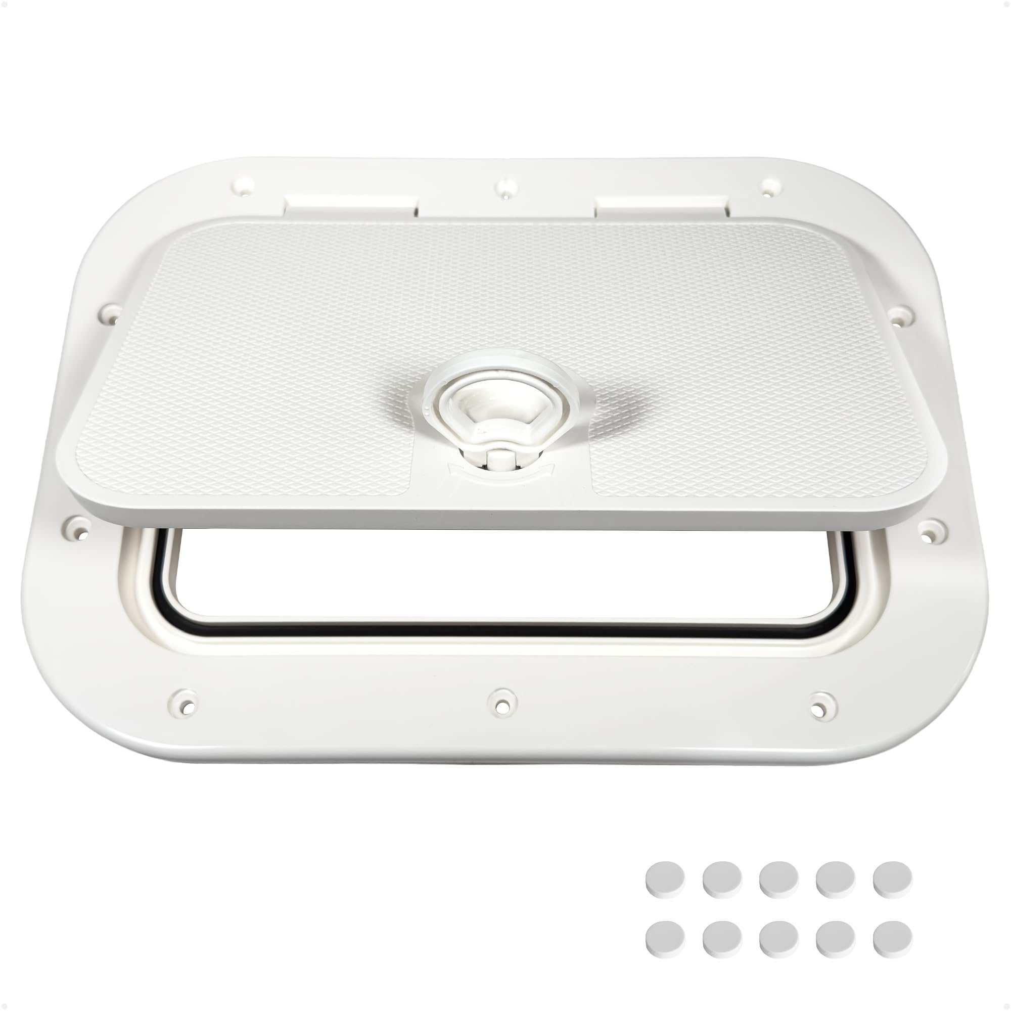 Five Oceans Boat Hatch, Marine Access Hatch, Rectangle Boat Hatch Lids, Locking Slam Latch System for Boat Yacht, 15-11/16" x 12-7/8", Off-White - FO2347