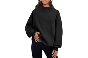 Oversized Mock Neck Sweatshirt Womens Turtleneck Pullover Baggy Fleece Hoodless Sweater Tops Fall Fashion Preppy Outfits