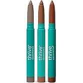 Thrive Causemetics Brilliant Eye Brightener Matte Classic Eyeshadow Stick Bundle, 3 Shades, Waterproof & Crease Proof Cream to Powder Long Lasting Formula, 3 Shadow Sticks & Confetti Makeup Bag