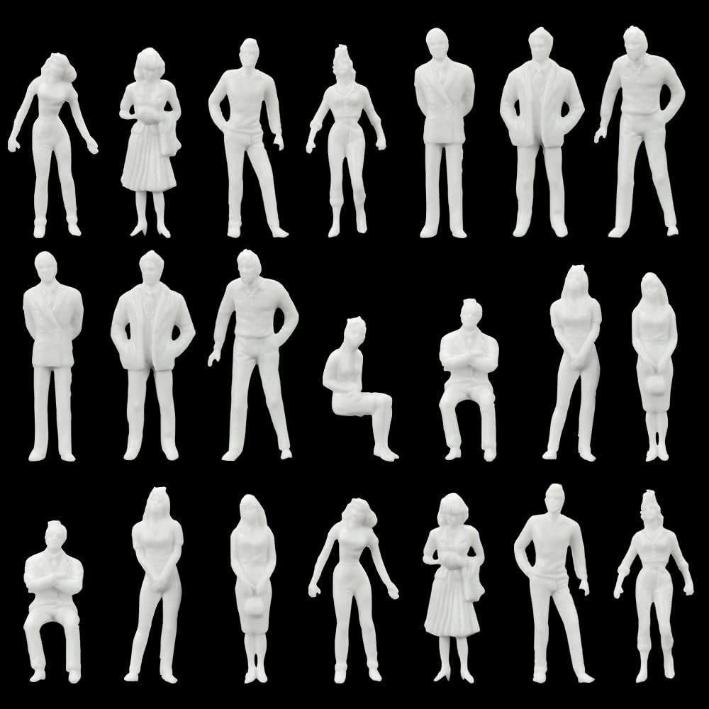Hsthe Sea 100 PCS White Mini People Figures 1:50 Scale Whte Figures for Miniature Scenes Micro Landscape