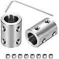 MECCANIXITY Rigid Screw Coupling 10mm to 10mm Shaft Coupler Connector L22mm x D16mm Steel Joint Connector Rigid Coupling Set 