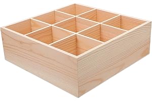 Homoyoyo Wooden 9-Compartment Divider Tray 8Cm High for Kitchen Storage and Stationery Organization