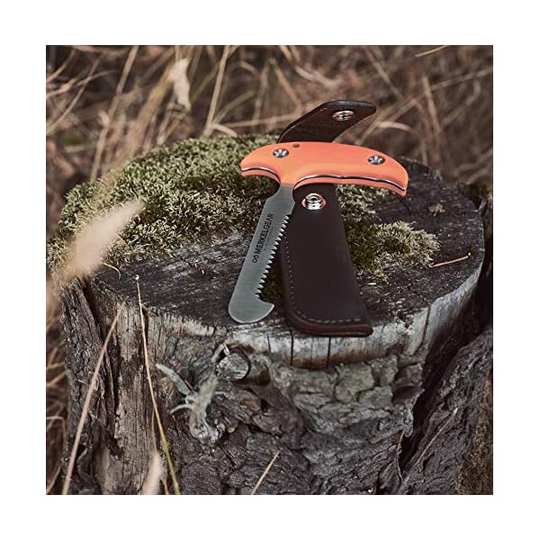 Merkel GEAR Aufbrechsäge Knochensäge Schlosssäge 11cm aus rostfreiem AISI 420 Stahl G10 Griffschalen Orange mit… – Bild 6