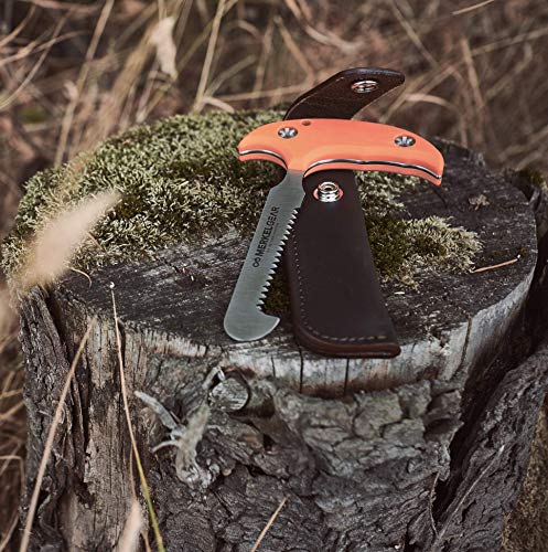 Merkel GEAR Aufbrechsäge Knochensäge Schlosssäge 11cm aus rostfreiem AISI 420 Stahl G10 Griffschalen Orange mit… – Bild 6