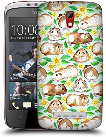 Official Micklyn Le Feuvre Guinea Pigs And Daisies In Watercolour On Mint Patterns 2 Hard Back Case for HTC Desire 500