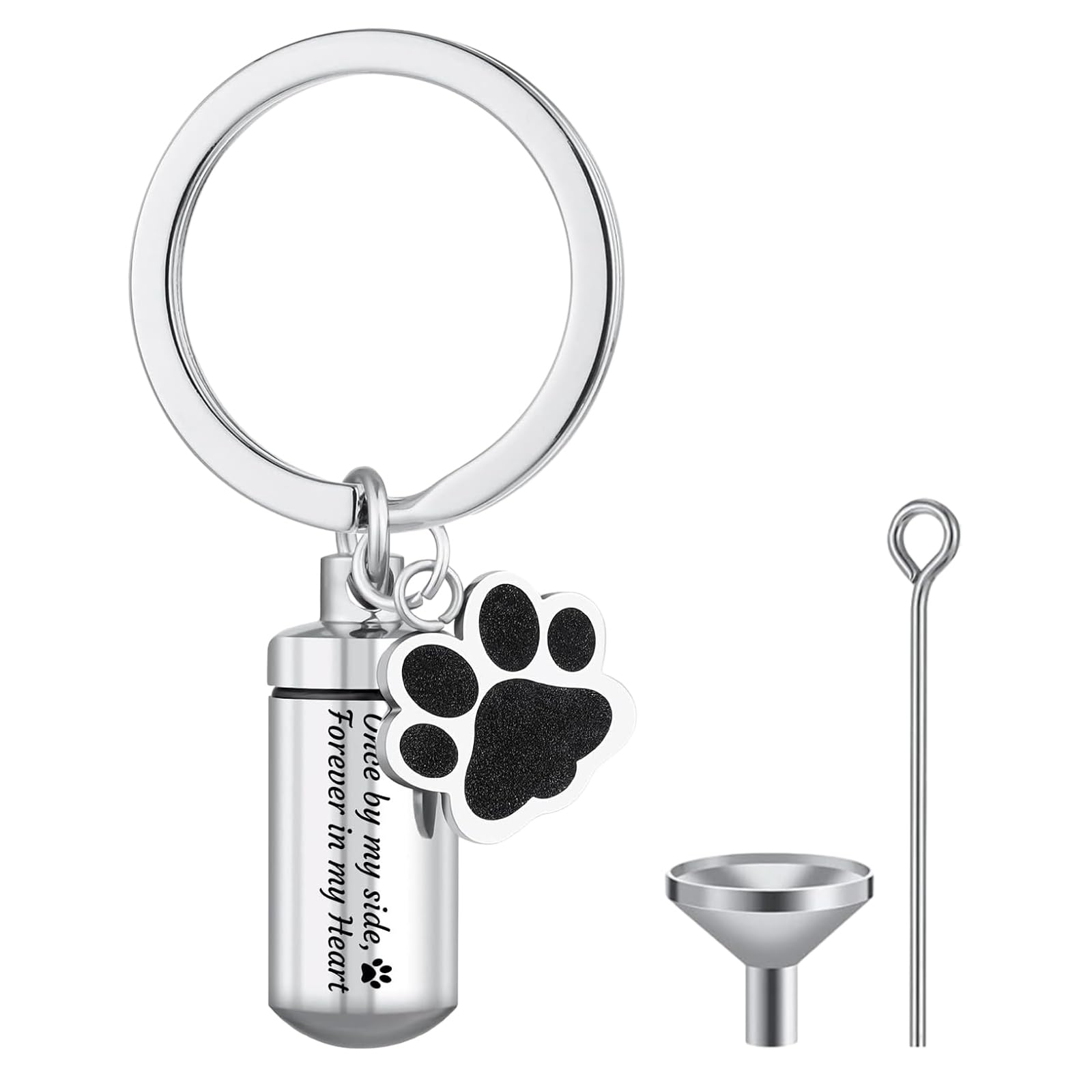 RANYAKE Stainless Steel Dog Paw Cremation Urn Keyring,Memorial Ashes Keepsake Keychain,Small Pet urns for ashes,Mini Cremation Urn