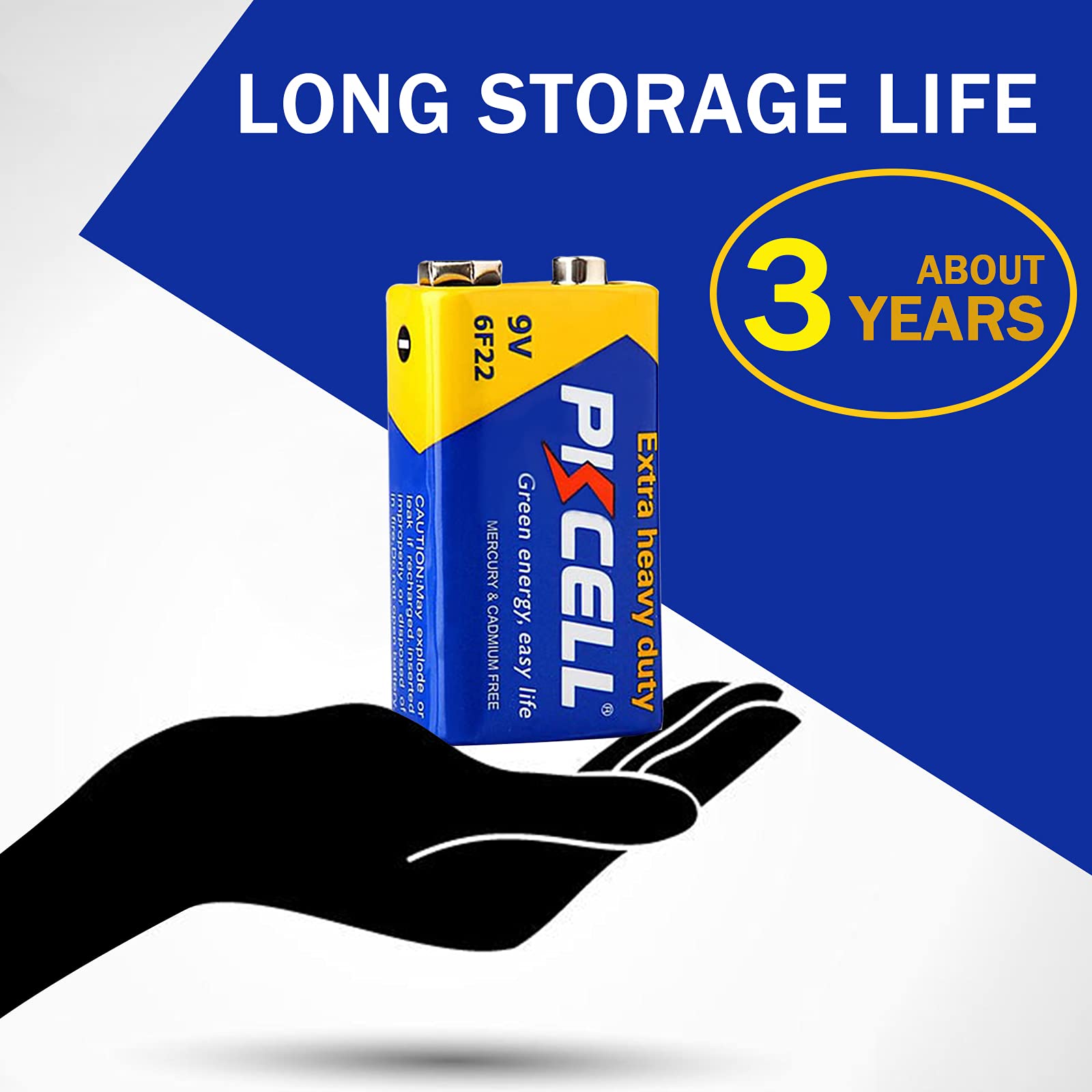 PKCELL 9V Batterie, Blockbatterie, 6F22 Batterien für Rauchmelder, Radio-Kamera, Spielzeug, 8 Stück 2