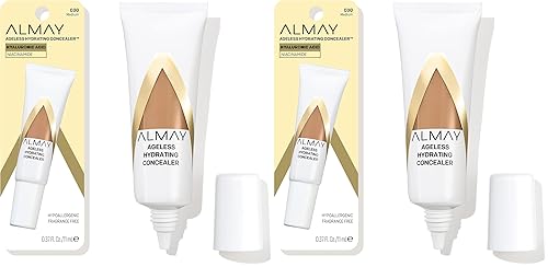 Almay Anti-Aging Concealer, Face Makeup with Hyaluronic Acid, Niacinamide, Vitamin C & E, Hypoallergenic-Fragrance Free, 030 Medium, 0.37 Fl Oz (Pack of 2)