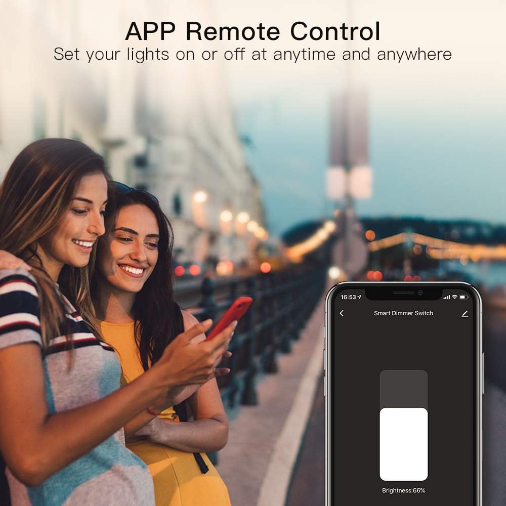 Smart Dimmer Switch, Neutral Wire Required, Treatlife Smart Home WiFi Light Switch Works with Alexa and Google Assistant, Remote Control, UL and FCC Listed, Single-Pole, 1 Pack - - 