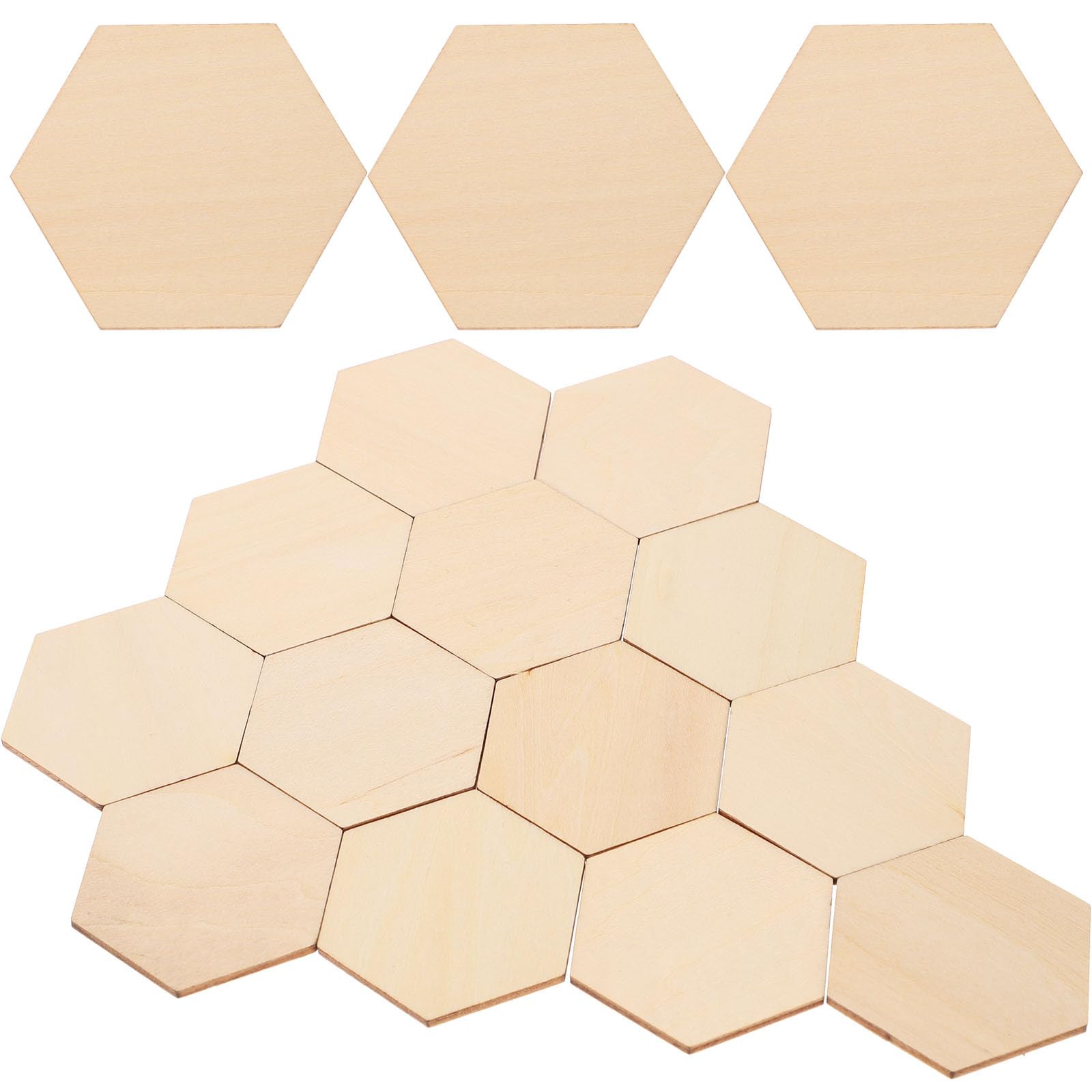 Healifty 50 Pcs Beech Wood Hexagonal Pieces for Crafts Paintings Decorations 50mm