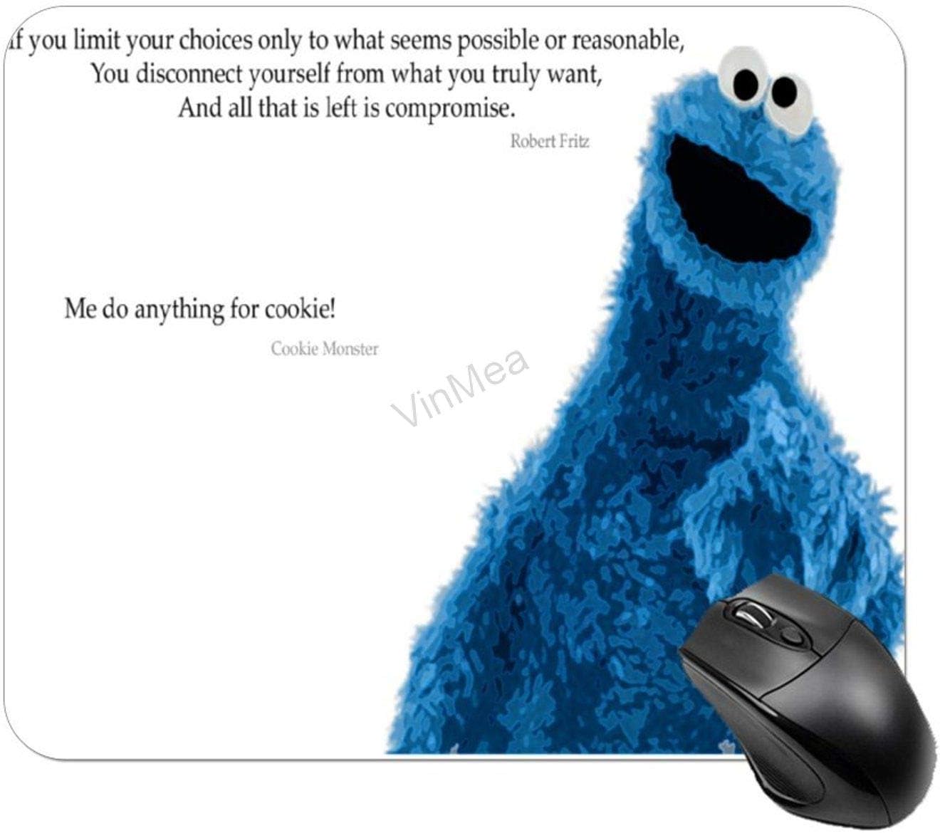 Mouse Pad, Quotes-Cookie-Monster Non-Slip Rubber Gaming Mat Rectangle Pads for Computer Laptop 9.8"x7.9"