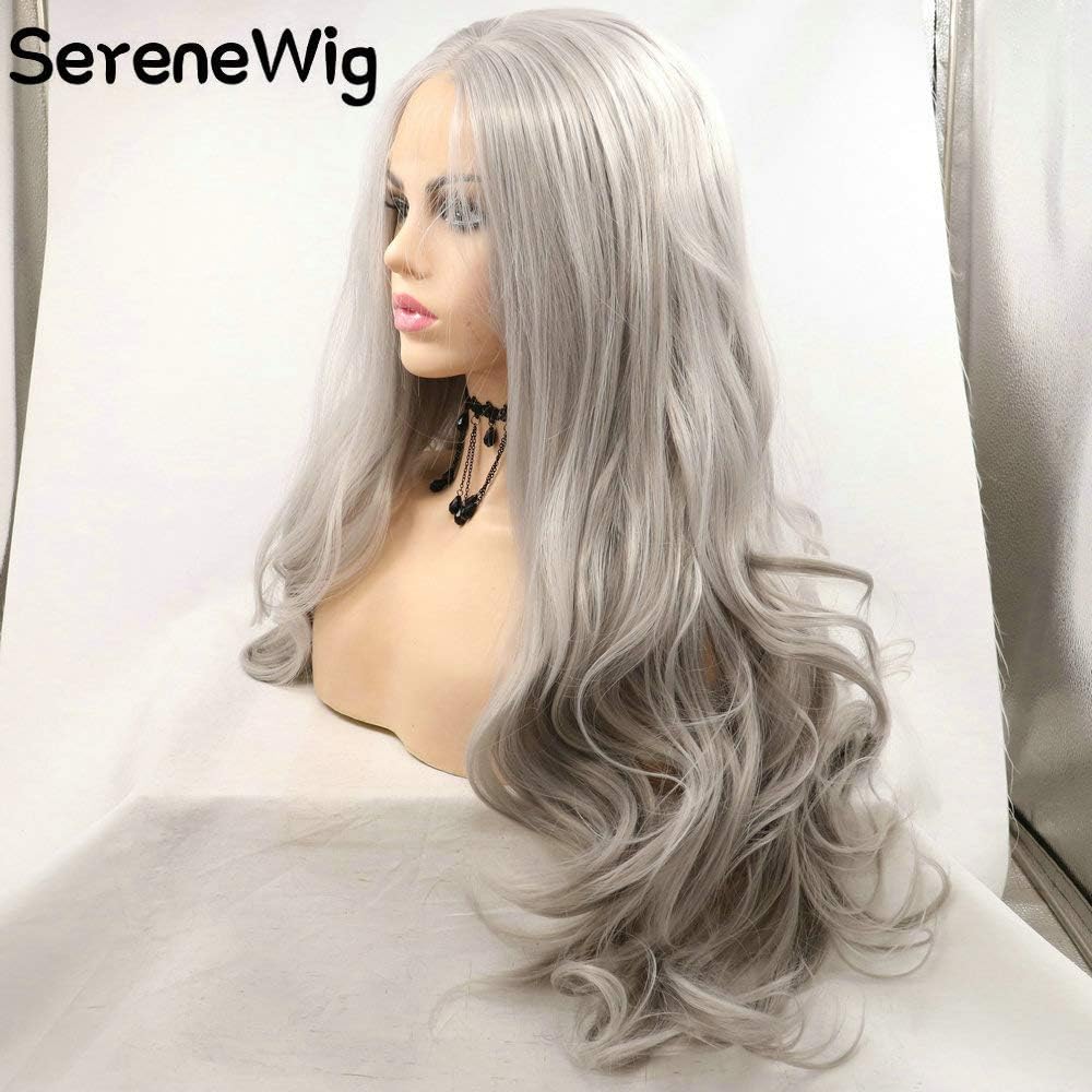 SERENEWIG 13x3" Hand-tied 60# Blonde Bob Wigs Lace Front Ice White Short Bob Wigs for White Women Cosplay Party Daily Use Synthetic Heat Resistant Fiber Hair 14" 250g Blonde Straight Neck Length Bob - Image 4
