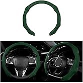 Mandark Car Steering Wheel Cover, Suede Sport Vehicle Steer Wheel Protector Fitting 15 Inch, Non-Slip Comfortable Automotive Interior Decoration Accessories, Universal for Most Cars (Black Green)