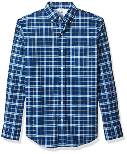 IZOD Men's Oxford Plaid Long Sleeve Shirt, Pure Estate Blue, Large