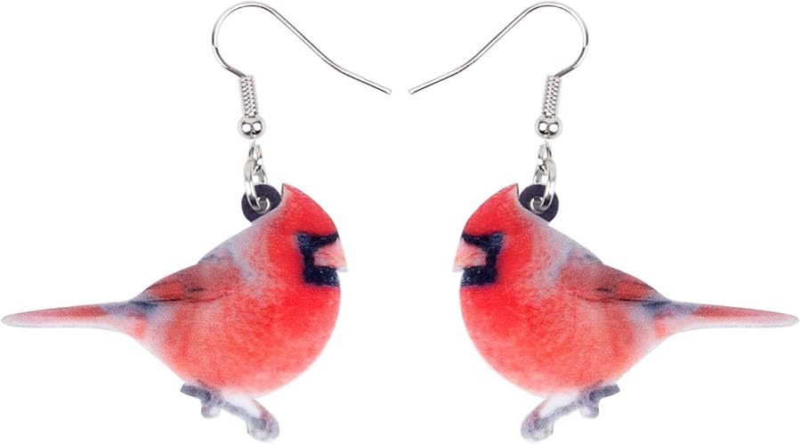NEWEI Acrylic Sweet North American Cardinals Bird Earrings