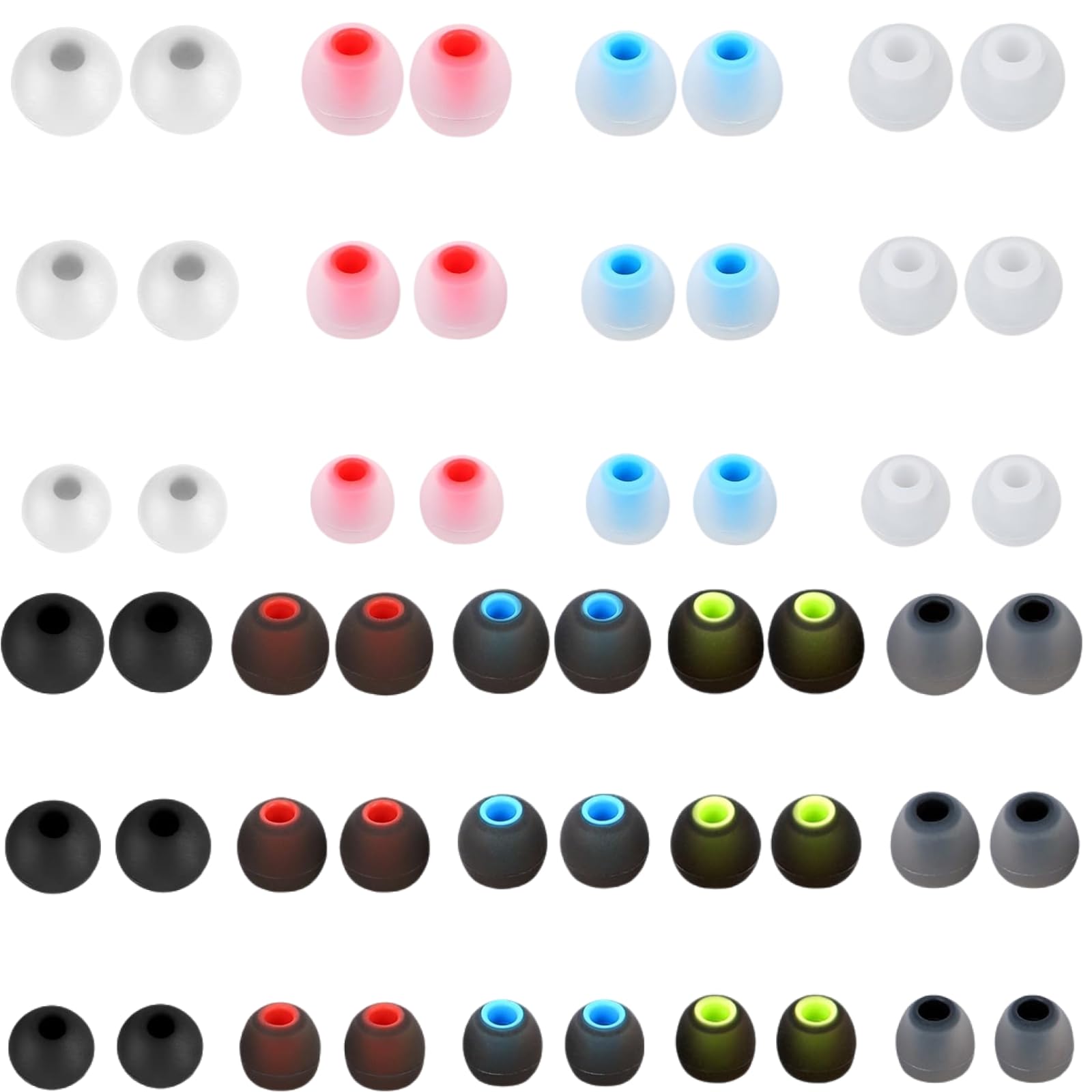 Earbud Replacement Tips 54Pcs,3 Sizes S/M/L, 9 Colors Silicone Tips Headphone Covers Ear Bud Rubber Tips Silicone Earbud for Ears Headphone Ear Covers Replacement (Inner Hole 3.8mm -5.1mm)