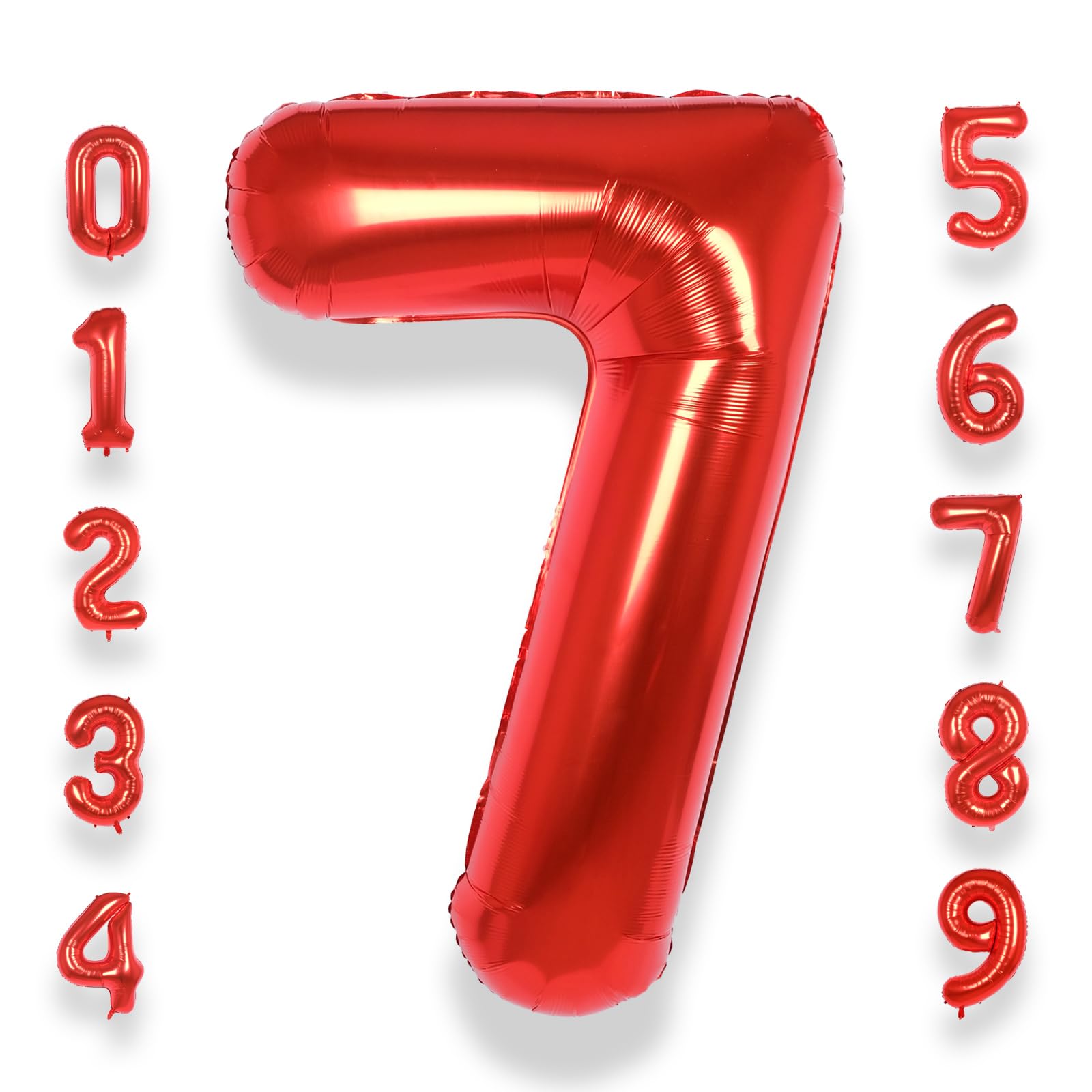 Photo 1 of AULE 40 Inch Big Red 7 Balloon Number Large Foil Helium Number Balloons 0-9 Jumbo Giant Happy 7th Birthday Party Decorations for Boy or Girl Huge Mylar Anniversary Party Supplies