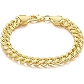 KYAYE 14K Gold Bracelets for Men Charm Cuban Link for Mens Chunky Gold Bracelet Bold Chain Non Tarnish Fashion Jewelry 6.5'' 7'' 7.5'' 8'' 8.5''