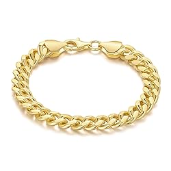 KYAYE 14K Gold Bracelets for Men Charm Cuban Link