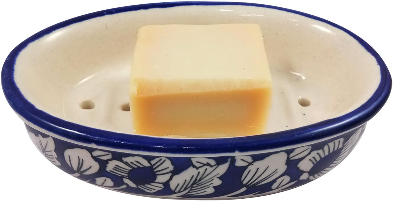 India Meets India Handicraft Ceramic Soap Dish Tray Soap Holder Soap Case Holder, Best Gifting, Made By Awarded Indian Artisan