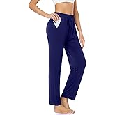 ASIMOON Womens Yoga Sweatpants with Pockets Comfy Stretch Wide Leg Casual Lounge Workout Pants for Ladies