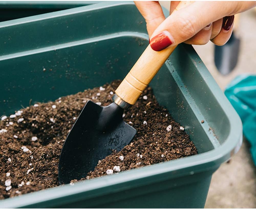 Huture Mini 3pcs Durable Spade Shovel Rake for Plant Potted Flowers Seedlings Loose Soil Erramientas Bonsai Wooden Handle Perfect Size for Little Hands Light Use Indoor Outdoor Gardening Care Gifts : Garden & Outdoor