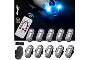 Wireless Led Strobe Lights with Remote,8 Colors Waterproof Anti Collision USB Charing Warning Lights,Rechargeable Emergency S