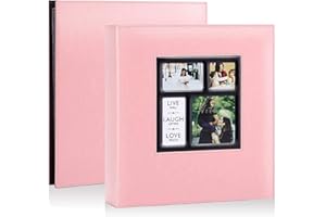 Artmag Photo Album 4x6 600 Photos, Large Capacity Wedding Family Leather Cover Picture Albums Holds 600 Horizontal and Vertical 4x6 Photos with Black Pages (Pink)
