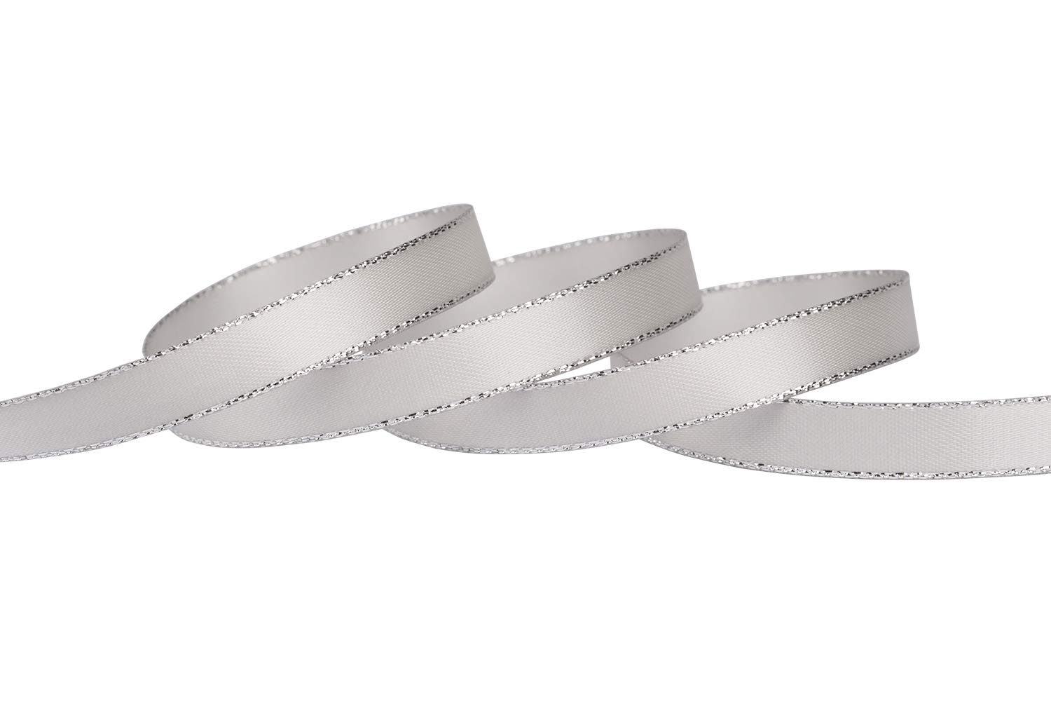 Ribbonitlux 9mm Width Double Face Satin Ribbon with Silver Edge 22 Meters (007-Shell Grey), Set for Gift Wrapping, Party Decor, Wedding and Craft
