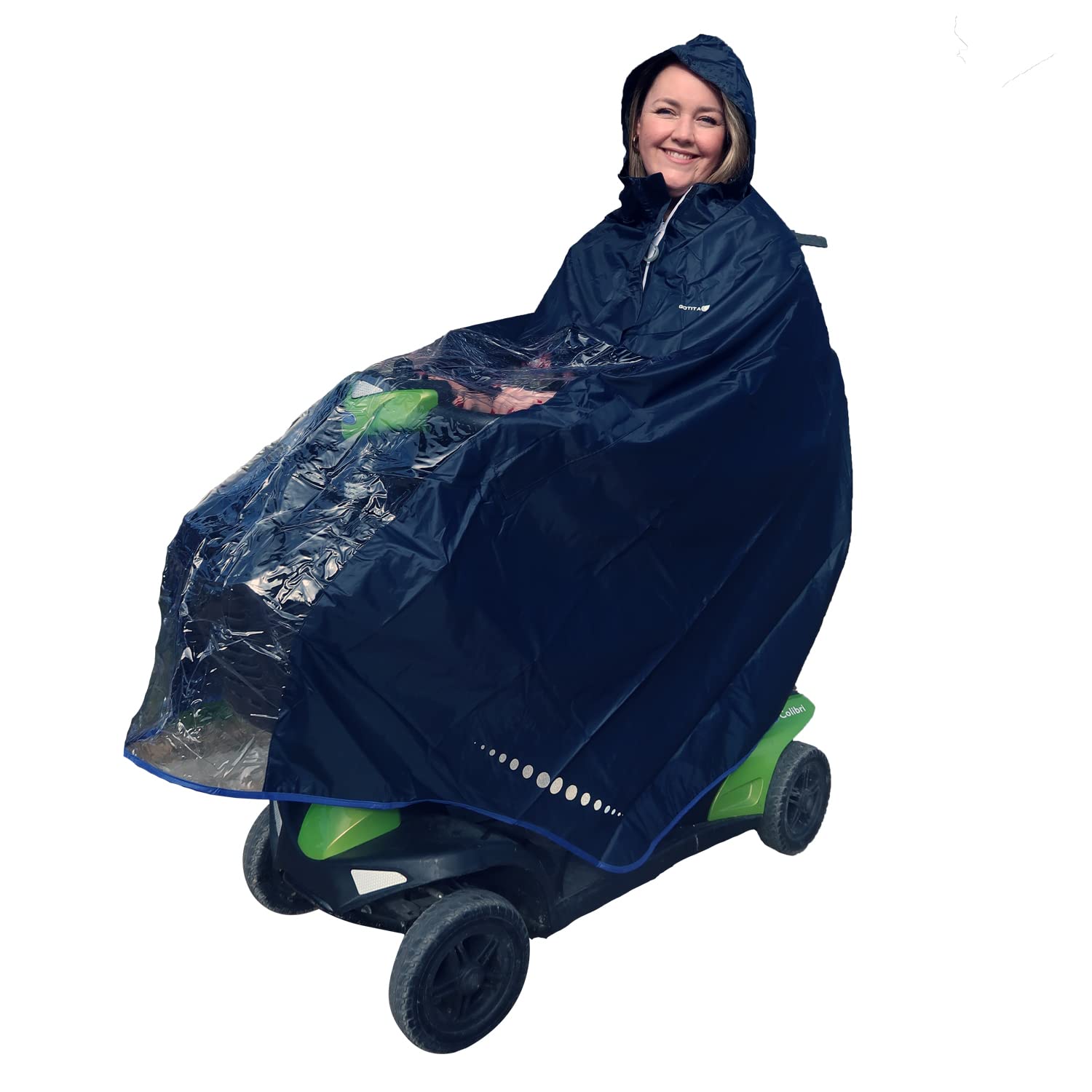 GOTITA - Waterproof Poncho for Electric Wheelchair/Scooter - Electric Wheelchair Raincoat - Italian Design - Electric Size/Scooter L (Navy Blue)