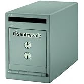 SentrySafe Depository Safe with Dual Key Lock, Steel Drop Slot Safe for Offices and Businesses, Stores Cash, Money, 0.23 Cubic Feet, 8.5 x 6 x 12.3 Inches, UC-025K