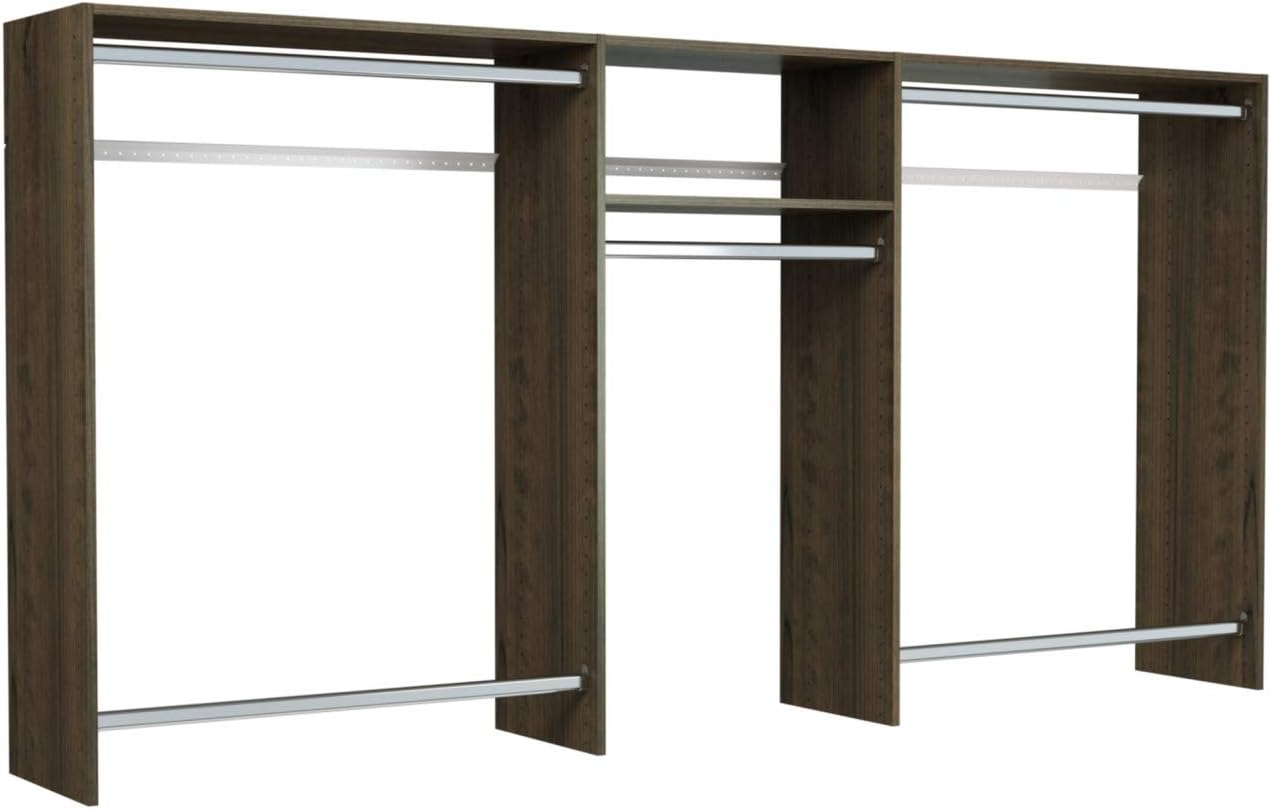 Easy Track 4'-8' W Basic Hanging Easy-to-Assemble Kit Closet Organizer, Truffle