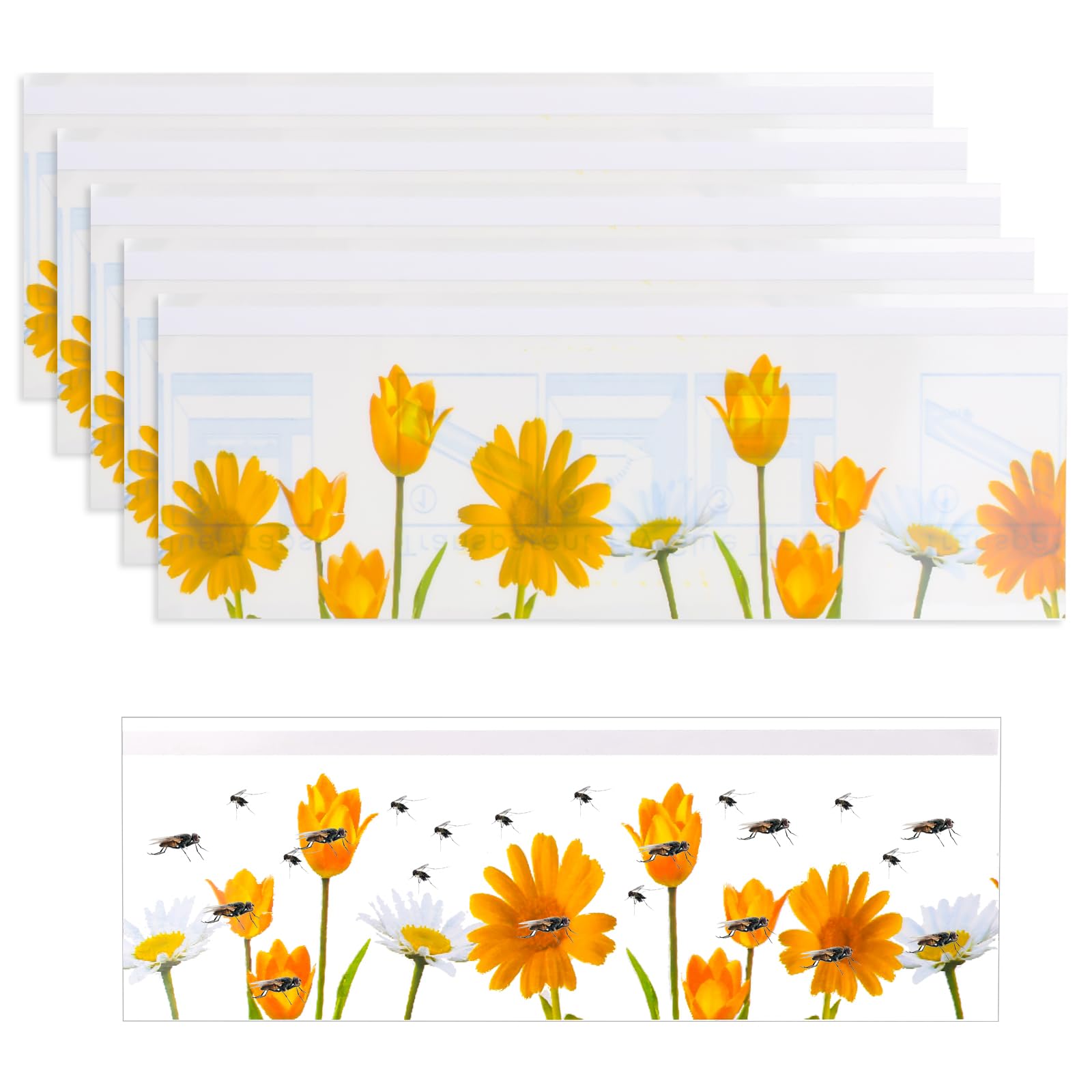 smtfcty 30PCS Window Fly Traps Window Fly Stickers Indoor,Flyer Catcher Floral Pattern Design Sticky Flying Catcher for Indoor Houseflies Gnat,Nontoxic and Pesticide Free
