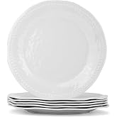 ZAINCA Melamine Dinner Plates, Round Plates, set of 6 White | Shatter Resistant; BPA Free; Duable; Reusable; Stackable; Feel of real ceramic