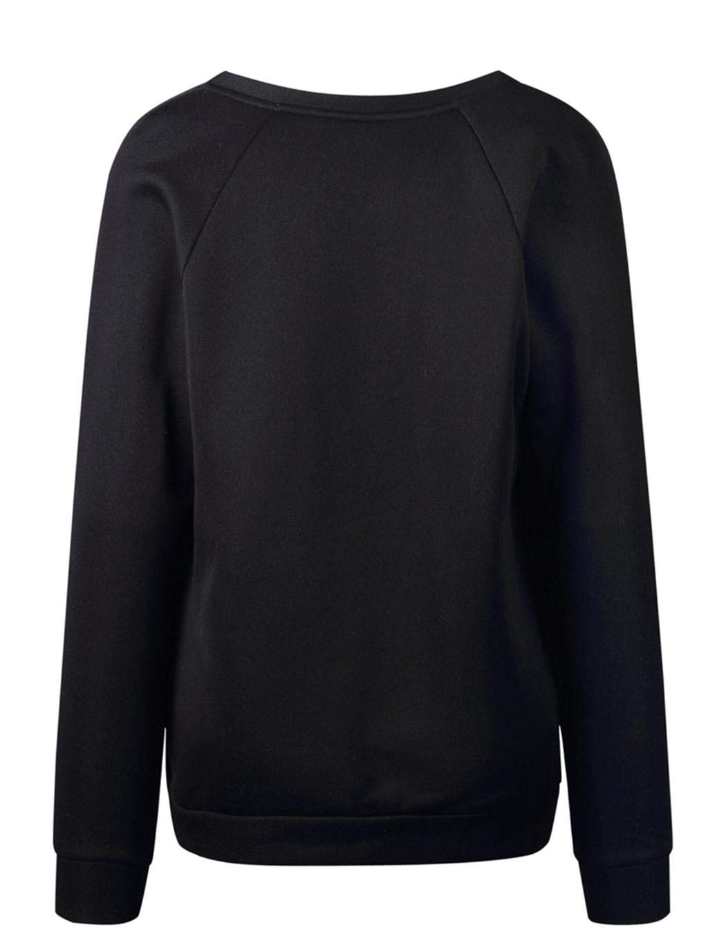 XioNiu Women Long Sleeve Sweatshirt Solid Casual O-Neck Lace-up Tops Fashion Sweatshirts Black