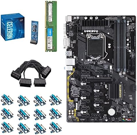 Build Your Own Barebone Mining Rig Bundle with B250 GPU CryptoCurrency Mining Motherboard – Includes Intel G3900 CPU, 4GB DDR4 Memory, and PCI-e Risers – Choose from 860-1500W Power Supply, SSD & Case