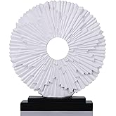 White Home Decor Sculpture, Unique Round line Statue, Modern Home Decor, Decorative Panel Statue for Living Room tv Cabinet, 